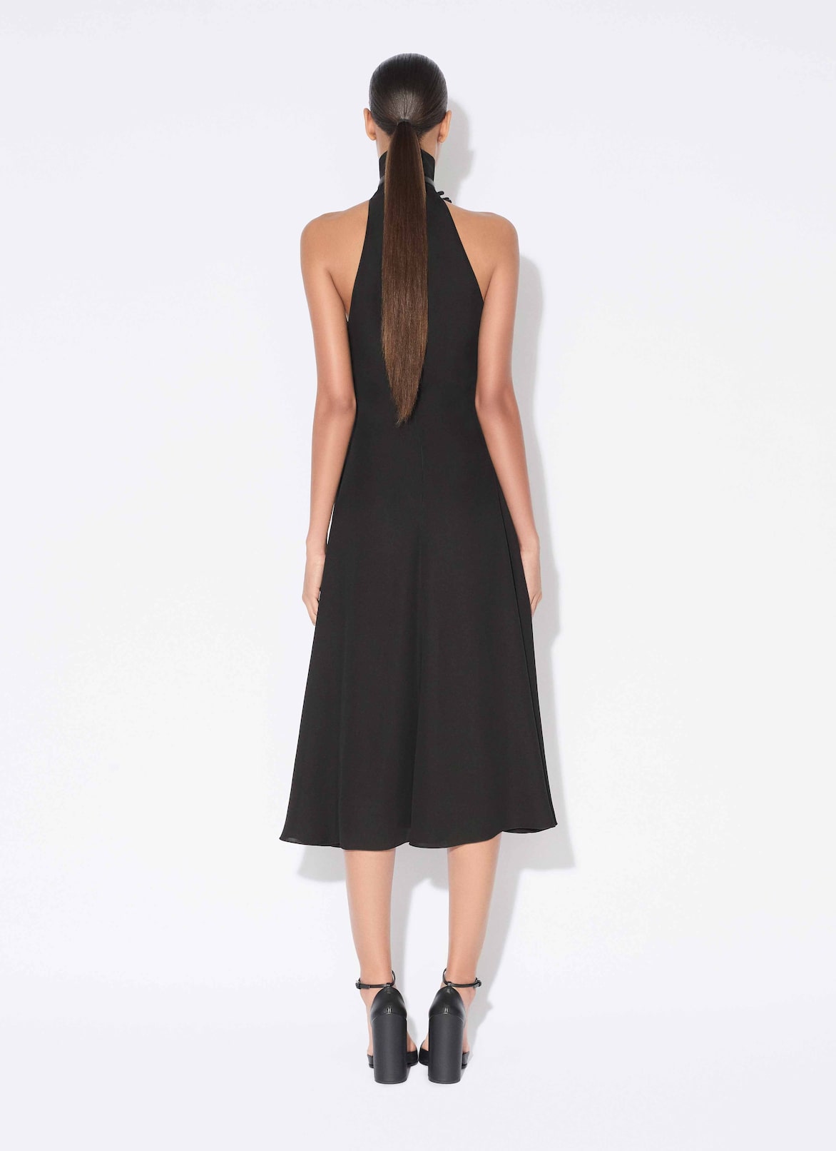 FLUID VISCOSE FLOWER DRESS ALAÏA BLACK FLUID VISCOSE FLOWER DRESS